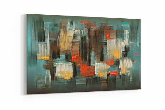 Large Panoramic Canvas Wall Art Abstract Prints, Turquoise Brushstroke, Acrylic Art, Painting On Canvas, Prints