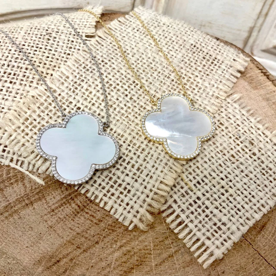 Statement Chunky Cloud Shape Clover Pave Cz Stone Necklace Stude Earrings No Coloration Stunning Trendy Fashionable Unique 14K Gold Vermeil
