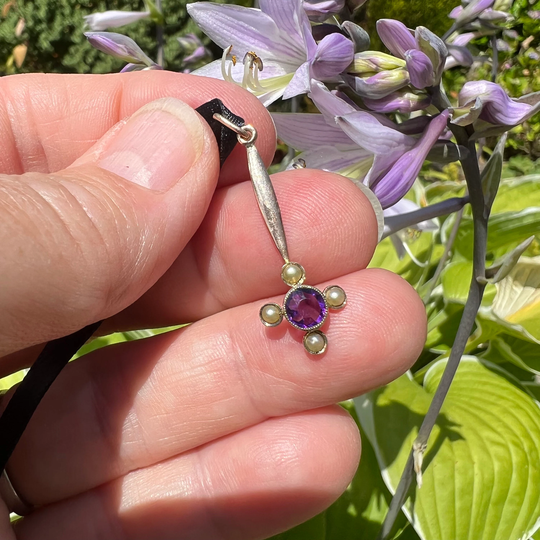 Antique Amethyst Pendant, Circa 1900, 9Ct Gold