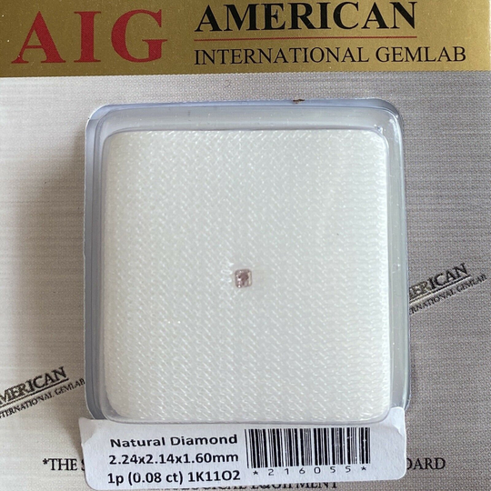 Untreated Fancy Pink 0.08Ct Loose Diamond Cushion Cut Aig Certified Gem