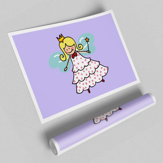 'Flying Fairy Lilac Children's' - Graphic Art Print on Paper