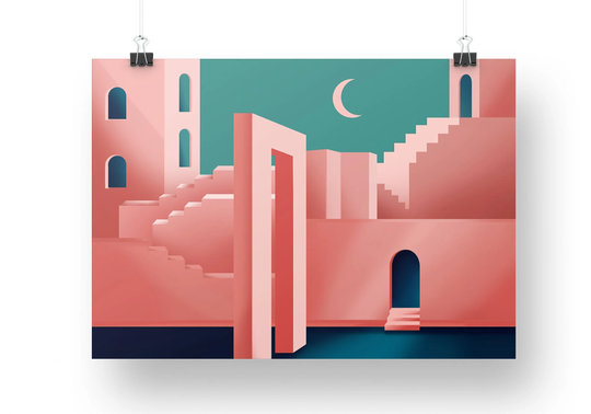 Mediterranean Dreams Pink Architecture Art Print