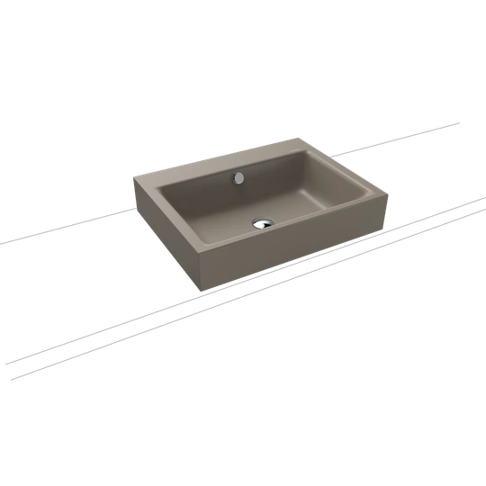 Warm Grey Metal Rectangular Countertop Basin Bathroom Sink with Overflow