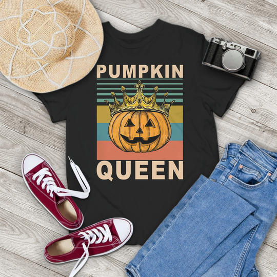 Halloween Pumpkin Queen Vintage T-Shirt, Shirt, Gift Tee For You & Your Friends