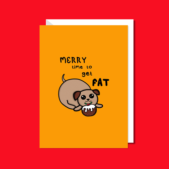 Foodie Christmas Card - Dog Funny Dinner Animal Pudding