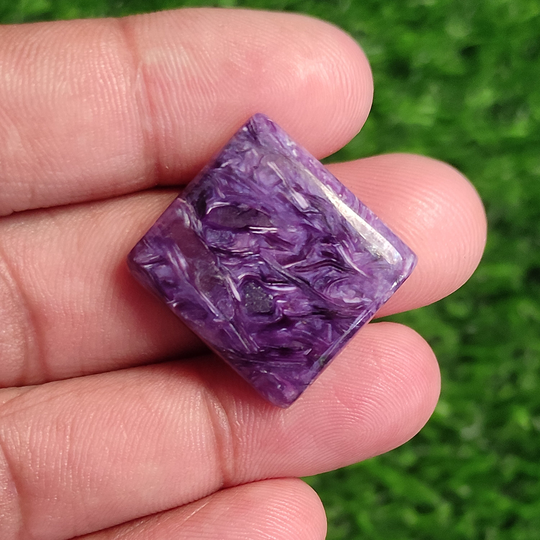 Natural Charoite Cabs, 22x21 Mm Gemstone, 30 Ct Square Shape Loose For Wire Wrapping Pendant Jewelry Making Cabochon Stone
