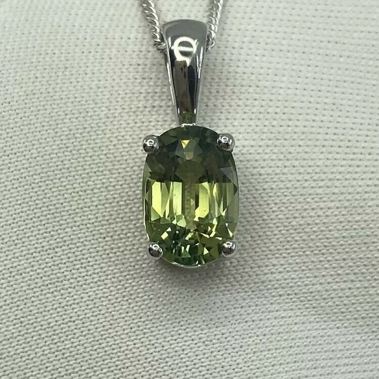 Igi Certified 1.41Ct Untreated Vivid Green Sapphire 18K White Gold Pendant