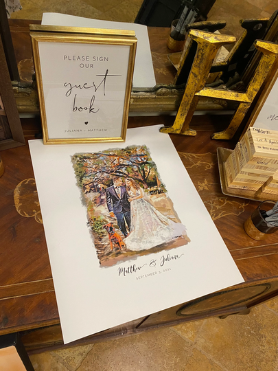 Wedding Guestbook - 16 X 20 Inch Watercolor Paper Print Couple Digital Version Portrait
