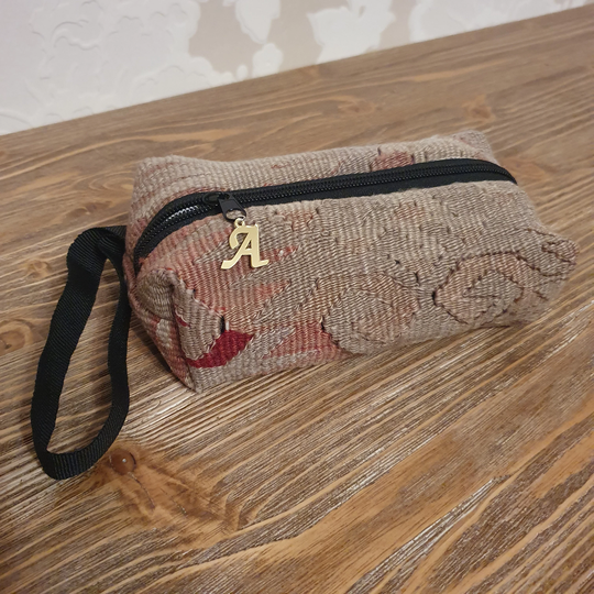 Gift For Her, Personalized Pencil Bag, Christmas Gift, Small Toiletry Beige Make Up Authentic Kilim Pen Bag, Bohemian Pouch