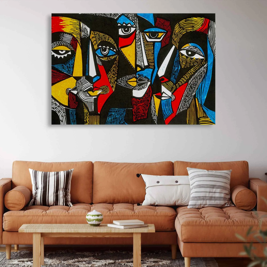 African Wall Art, Abstract Pictures, Surreal Faces, Large Canvas Prints, Gallery Wrapped, Living Room Art Home Decor Ornaments
