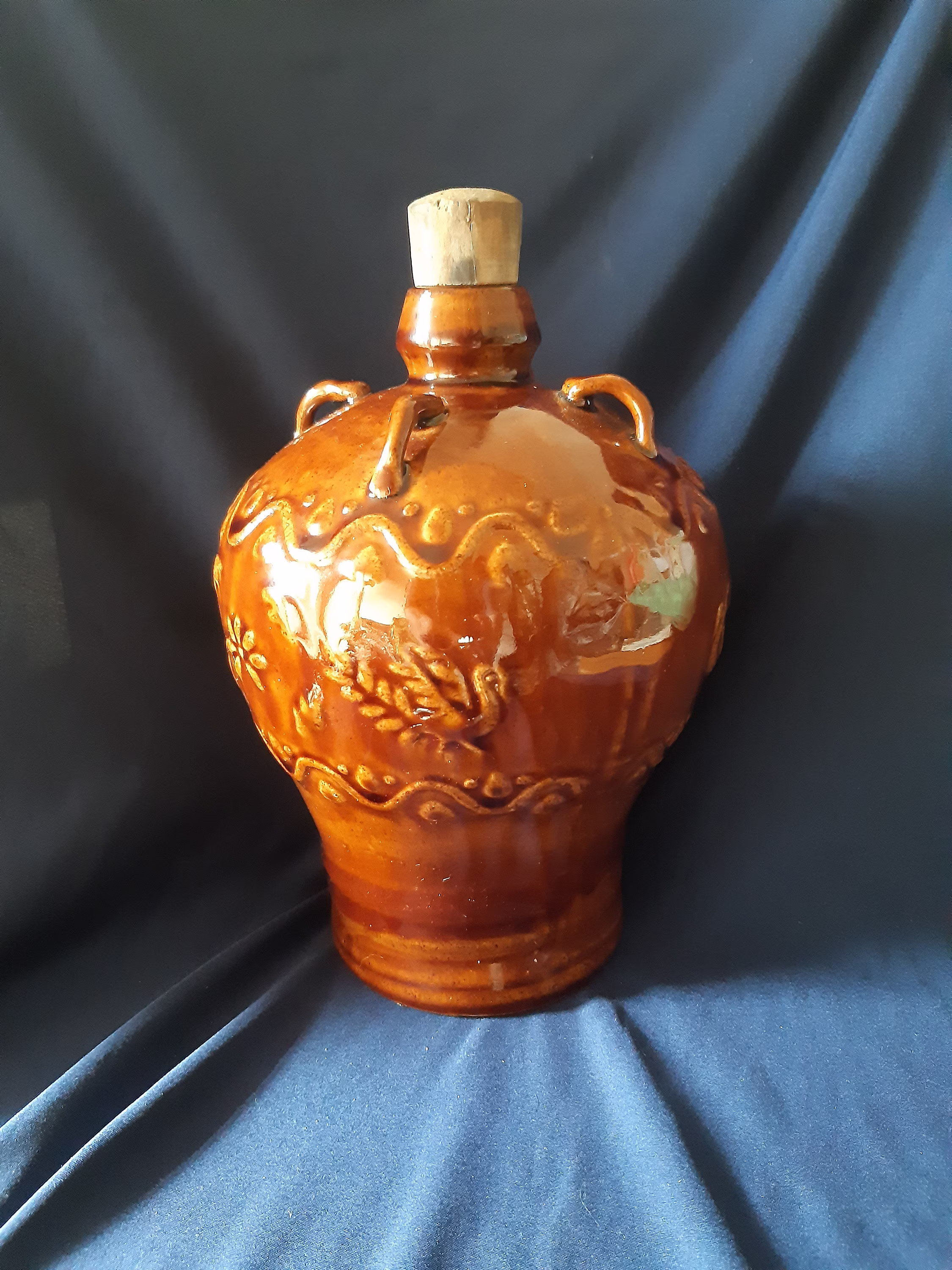 stoneware Bottle, Flagon, Decanter, Treacle Glaze , Pitcher Flask, Eau De Vie, Country Kitchen, Antique Decor