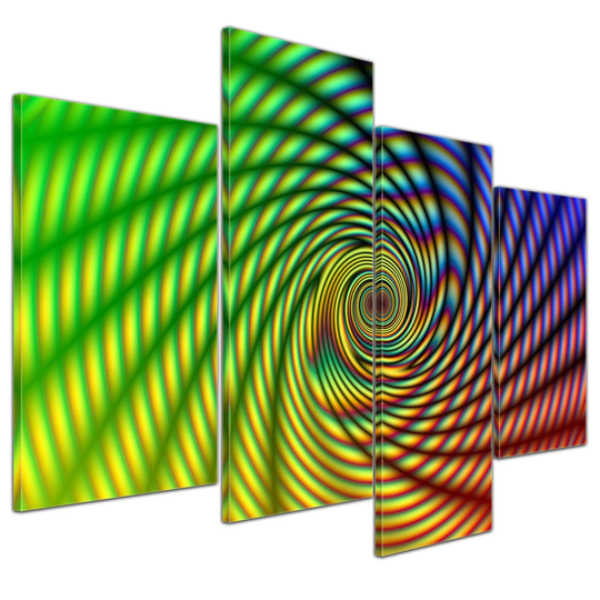 Abstract Rainbow Spiral 4-Piece Graphic Art on Canvas Set
