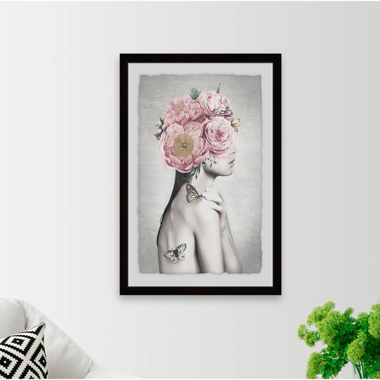 Pink Flower Turban by Julia Posokhova - Picture Frame Graphic Art Print on Paper
