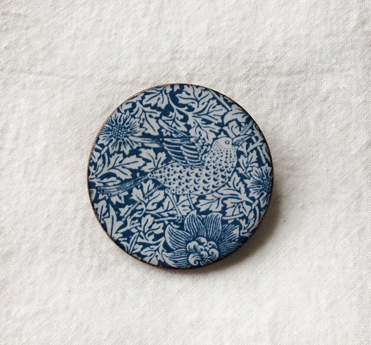 Ceramic, Handmade, William Morris Brooch, 39mm Diameter, Design, Heritage Mother's Day Gift