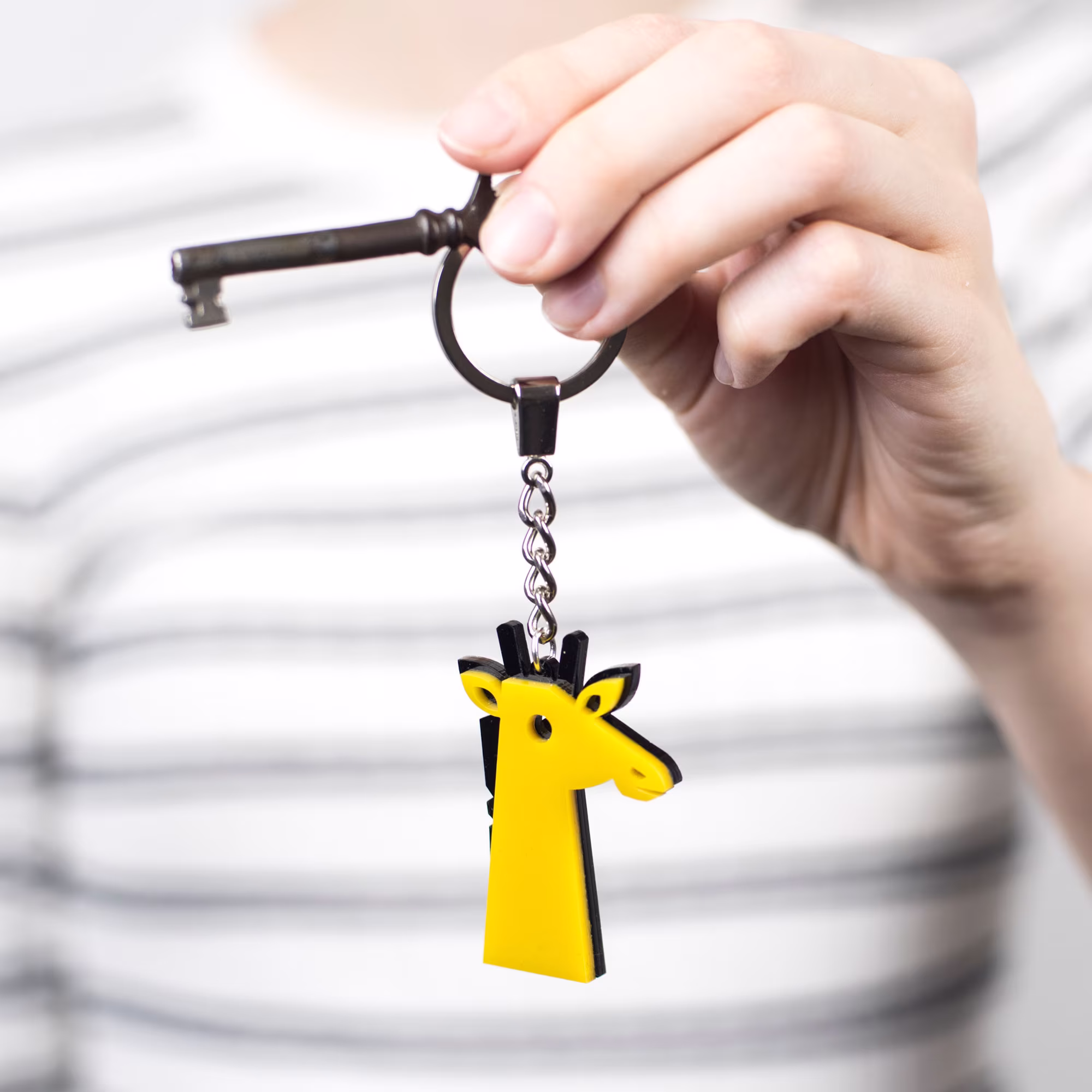 Yellow Giraffe Acrylic Keyring