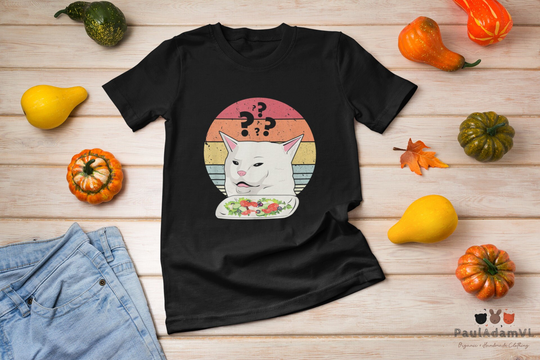 Cat Meme Funny Yelling At Cats Eating Salad Vintage T-Shirt, Shirt, Owner Pet Lover Gift Shirt