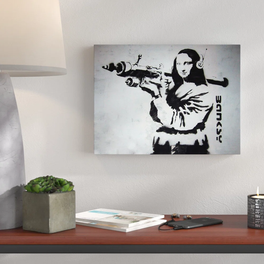 Mona Lisa Bazooka II by Banksy - Wrapped Canvas Graphic Art Print