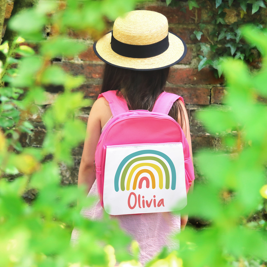 Children's Personalised Rainbow Backpack - Back To School Bag Kids Nursery Toddler Rucksack