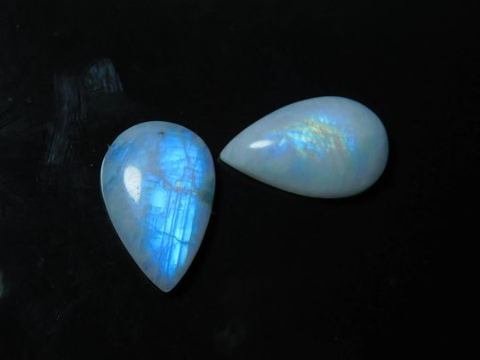 2 Piece Lot Aaa+ 100% Natural Blue Fire Moonstone Loose Cabochon Gemstone Handcraft Stone For Jewelry 26 Cts#2574