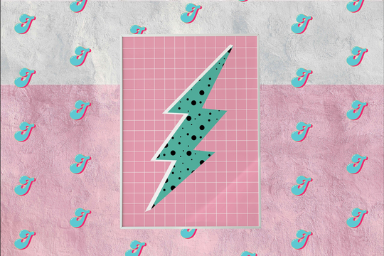 Lightning Bolt Wall Art Print, Rock & Roll Decor, Gallery Prints, Kids Room Bright Colourful Polka Dot Dalmation Print