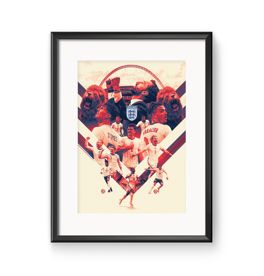 England National Football Team Poster - Fc Euros 2020 2021 Print