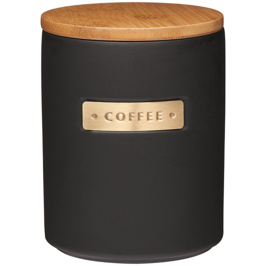 MasterClass Stoneware and Brass Effect Coffee Canister with Airtight Bamboo Lid