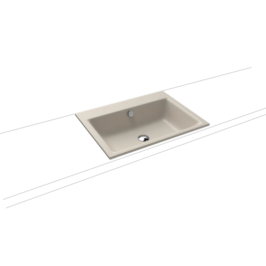 Light Grey Steel Enamel Rectangular Bathroom Sink with Overflow