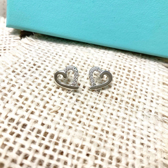 Small Open Heart Trendy Stunning Hot Items Unique Design Gold Vermeil Stud Earrings