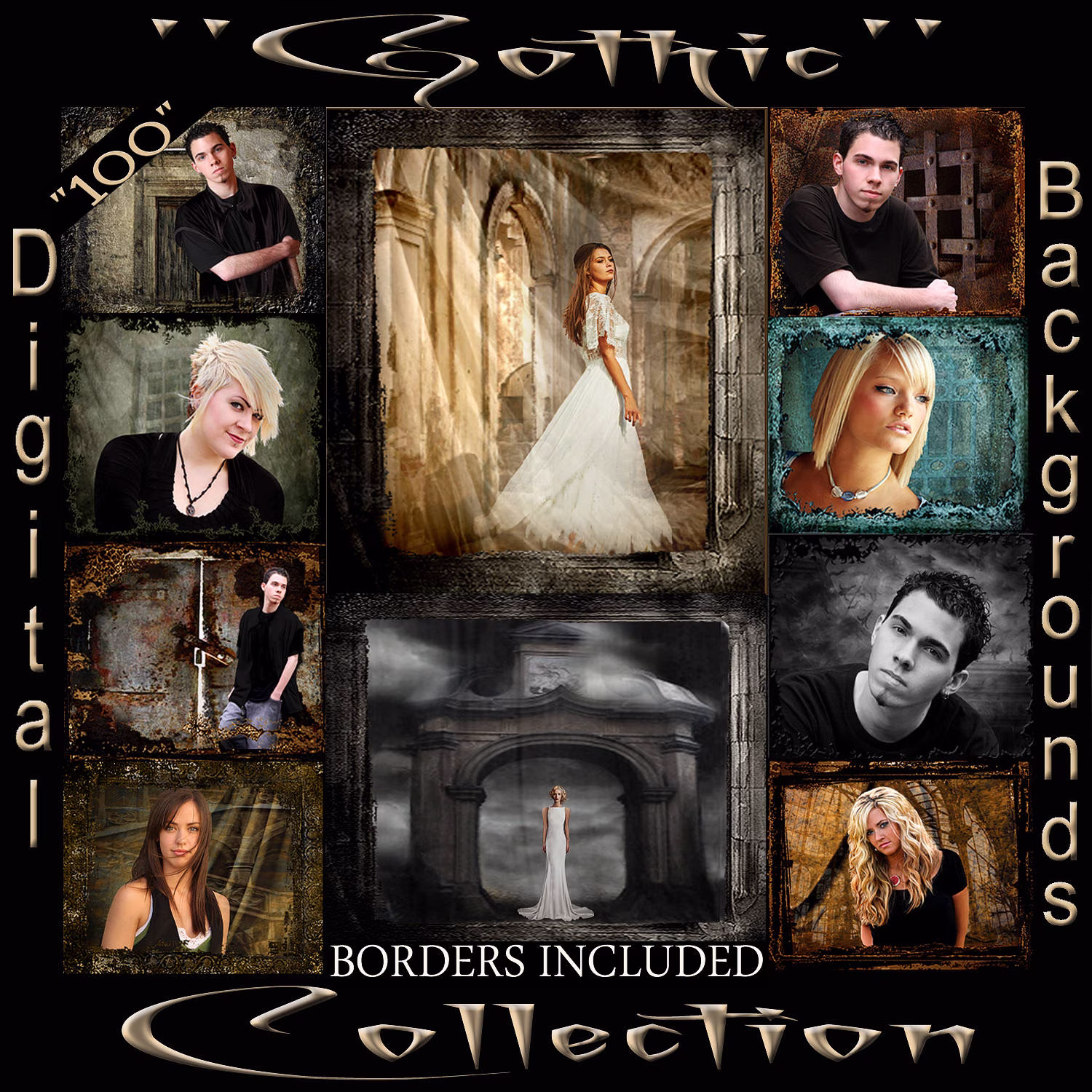 Digital Backdrops Gothic Photography Backgrounds For High School Senior Portraits Photoshop Textures Editable Psd Borders Frames Edges | 1B