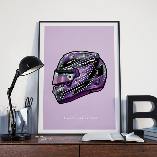 Lewis Hamilton 2021 Helmet F1 Poster | Mercedes Formula 1 Grand Prix Hand Drawn
