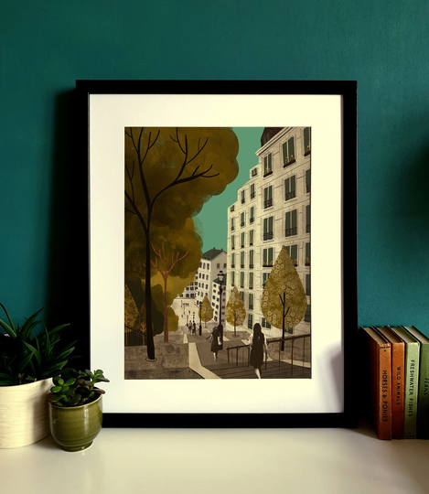 Paris Steps To Montmatre Illustration Print A3