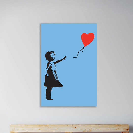 Balloon Girl on Blue by Banksy - Wrapped Canvas Graphic Art Print