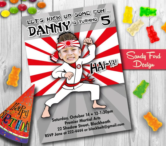 Karate Birthday Party Invitation - For Boy Or Girl Personalized From Your Photo Digital File