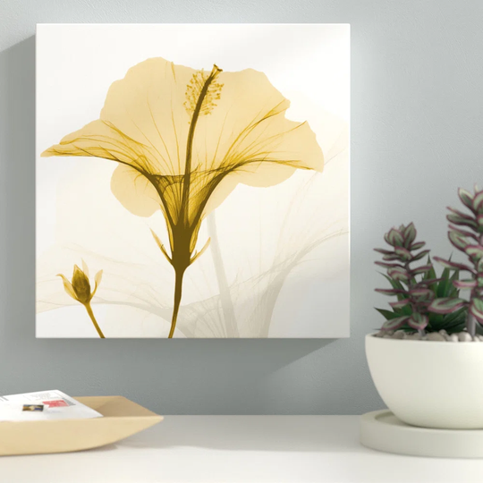 Orange Hibiscus Wave - Wrapped Canvas Graphic Art Print