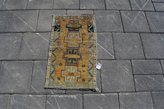 1x2 Oushak Small Rug, Turkish Mini Rug, Bath Rug, Small Size Rug, Doormates, Handmade Gift Oushak Rug, 1'4x2'5 Ft, 600-B