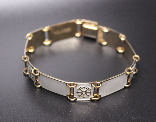 Vintage Norwegian Bracelet | David-Andersen Vermeil Sterling Silver & Guilloche Enamel Floral Design Hand-Painted Free Shipping