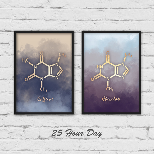 Set Of 2 Wall Art, Chocolate Caffeine Molecule, Kitchen Gift, Gallery Wall, Piece Molecule