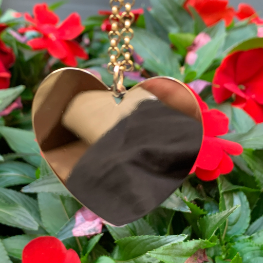 Really Big Large Flat Gold Heart Pendant Only Charm Necklace 1.75