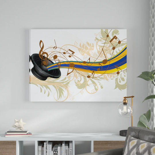 Musical Grunge Background Framed Graphic Art