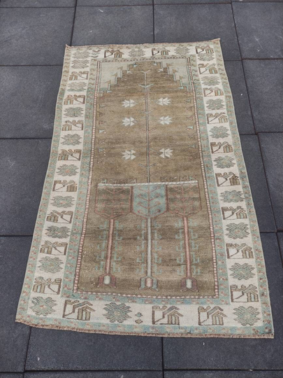 3x5 Ft Vintage Rug, Turkish Handmade Anatolian Living Room Kitchen Bedroom Rug