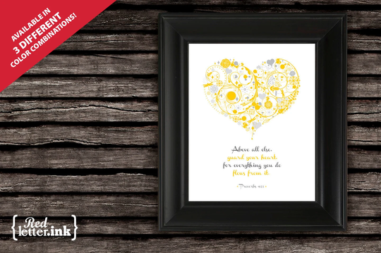 Wall Art - Guard Your Heart | 3 Colors Available Proverbs 423 8 X 10 Print