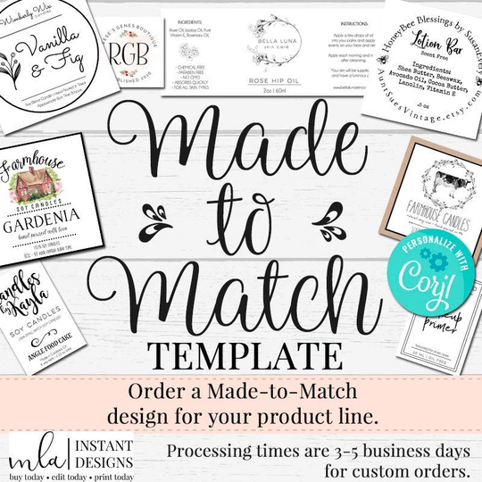 Made To Match Corjl Template, Custom Label, Soap Round Sticker, Logo Editable Product Labels, Stickers