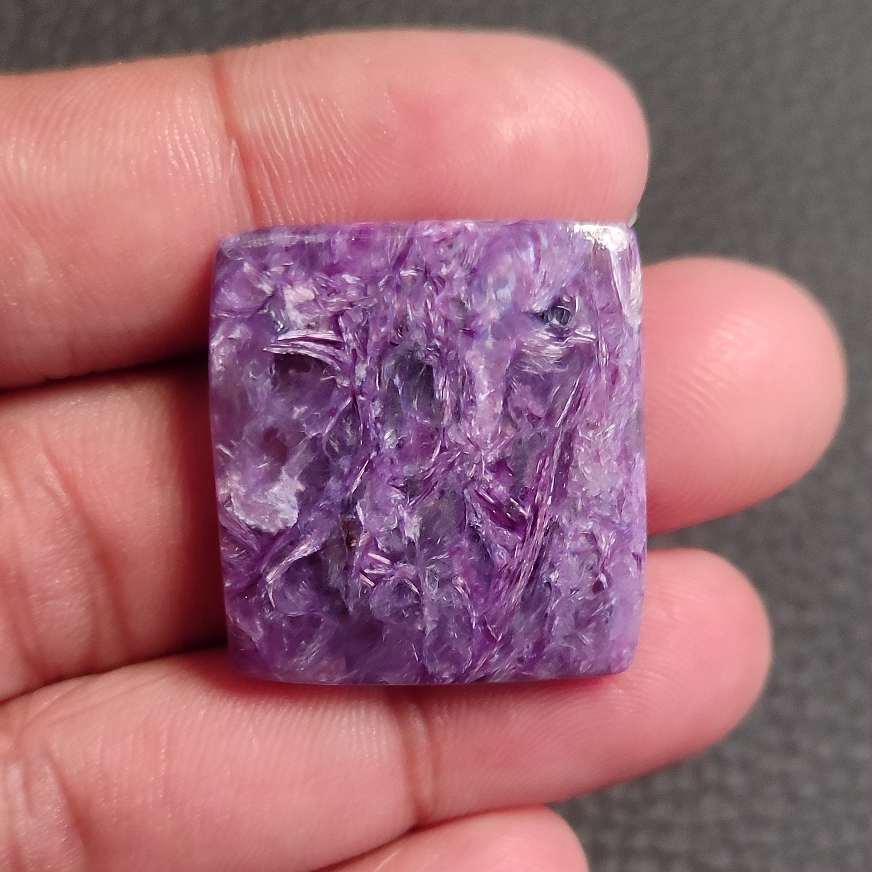Charoite Cabochon Stone, 26x28 Mm Square Shape Gemstone , 46 Cts Loose Cabochon For Pendant Jewelry Making Handmade Stone, Gemstone