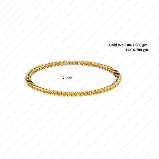 Real 2mm Citrine Tennis Bracelet, Solid 14K Gold, Delicate Bridal Thin Bracelet For Women