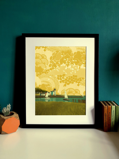 Portishead Marina Somerset Illustration Print A3