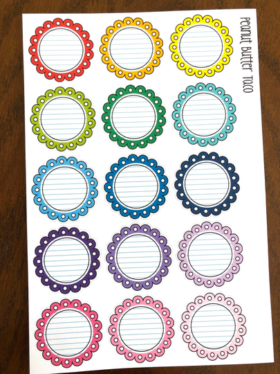 Notebook Scallop Circle Planner Stickers - Rainbow Circles Scalloped Large Functional