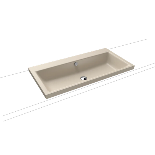 Puro Warm Beige Steel Enamel Rectangular Bathroom Sink