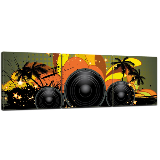 Musical Grunge Background II 3-Piece Graphic Art on Canvas Set