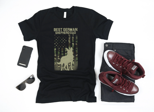 Best German Shepard Dad American Flag Shirt