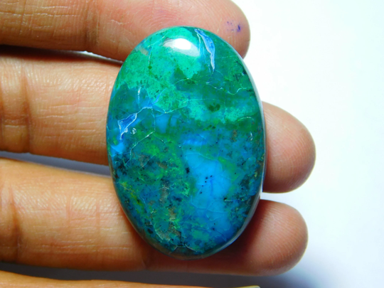 Green Chrysocolla Malachite Cabochon Loose Stone Top Grade Gemstone 100%natural 59Cts.(35x23mm